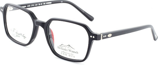 Alexander Wintsch 5004 Cho Oyu C1 Unisex Square Black Prescription Eyeglasses