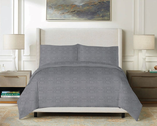 Matex Duvet Cover Set Cotton Single with Pillowcase 160x200 Gray