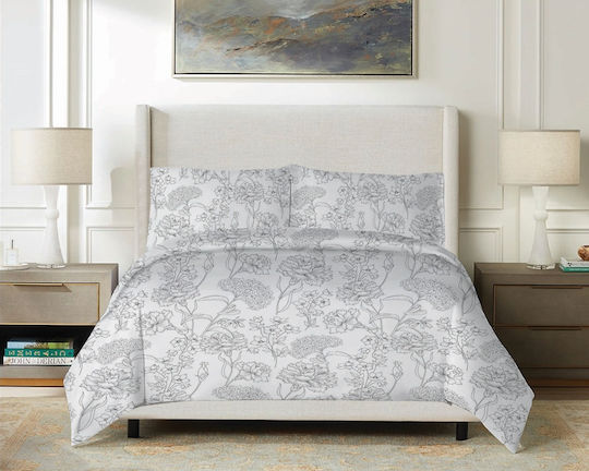 Matex Bettbezug-Set Baumwolle Einzelbett mit Kissenbezug 160x200 Gray