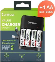 Uniross USB Battery Charger UCU010A for AA and AAA + 4 AA Batteries