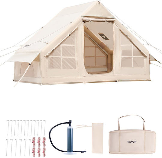 Vevor Σκηνή Camping Φουσκωτή Μπεζ για 5 Άτομα 300x200εκ.
