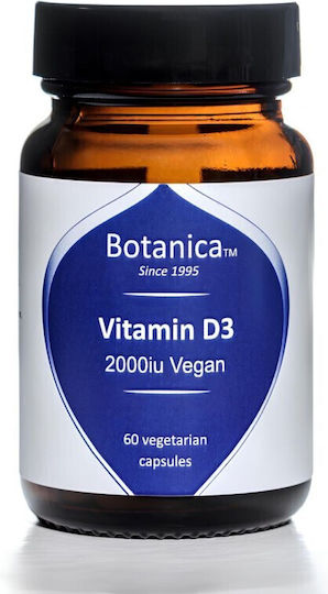 Botanica Βιταμίνη D3 Βιταμίνη για Ενίσχυση του Ανοσοποιητικού & την Υγεία των Οστών 2000iu 60 φυτικές κάψουλες
