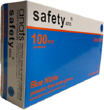 Anats Safety Γάντια Νιτριλίου Χωρίς Πούδρα σε Μπλε Χρώμα 100τμχ