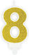 Candle Number 8 White Gold Glitter