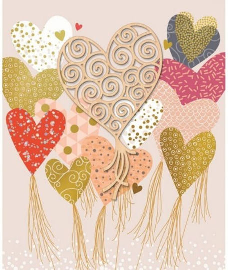 Greeting Card Hearts Gold Foil 14x17 Fun Creations Hollywood