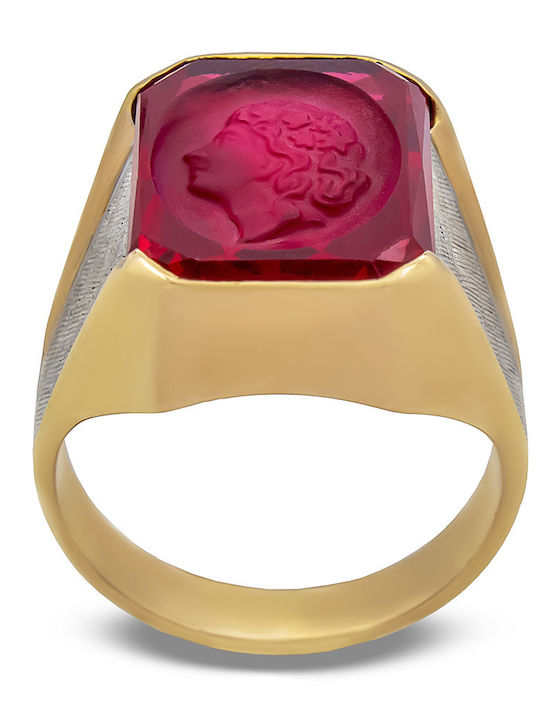 Savvas Design Ring with Stones made of Gold 18K