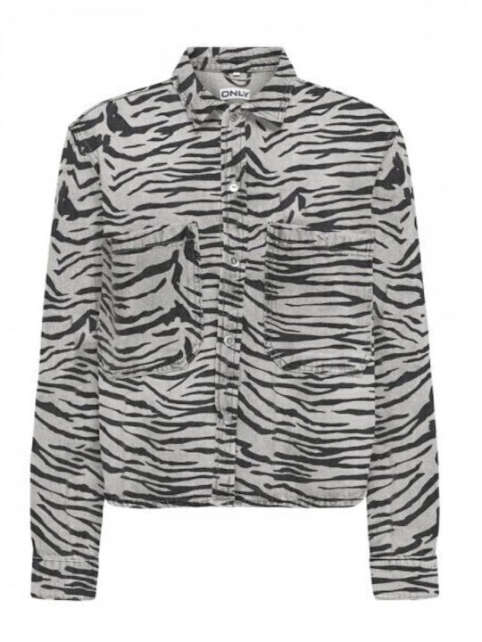 Langärmeliges Damenhemd Grau Denim