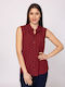 Ärmellos Damen Hemd Red