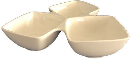 Galifas Porcelain Dessert Divided Serving Plate with 3 Slots White 5.5x24cm