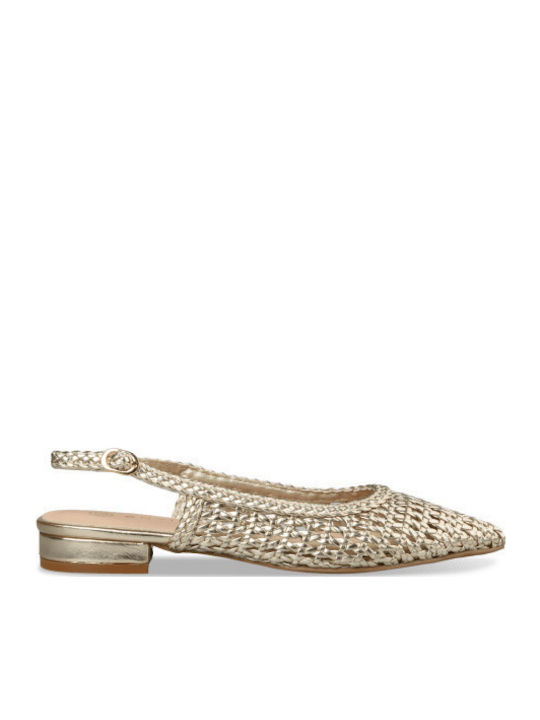 Damen Ballerinas Slingback in Gold Farbe