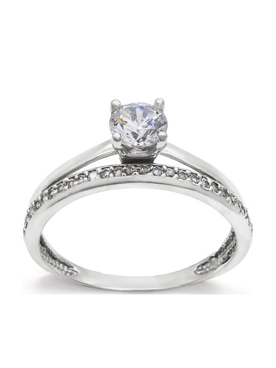 Savvas Design Μονόπετρο από Λευκόχρυσο 14K με Ζιργκόν