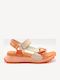 Leather Women's Flat Sandals Sporty Beige