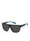 Polaroid Men's Sunglasses with Black Horn-Rimmed Frame and Grey Lenses