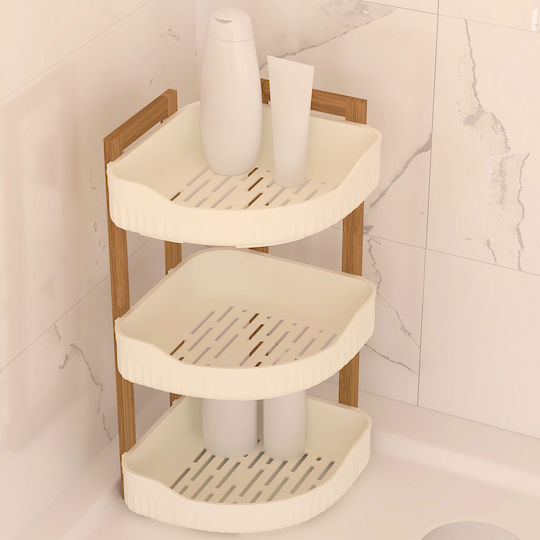 Corner Bathroom Shelf Triple 29x22x45 F-v Natureo White 204911 29x22x45