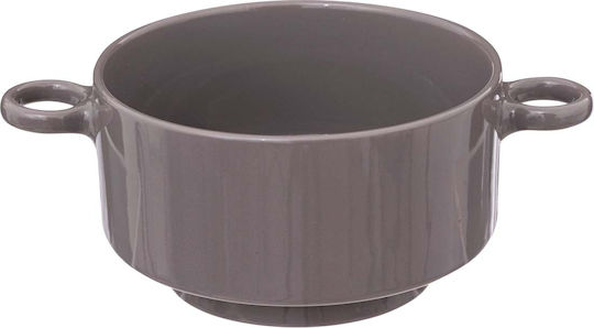 Cereal Serving Bowl Round Ceramic Gray with Diameter 12cm
