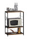 Metallic Kitchen Rack 3 Tiers Black 60x40x82cm