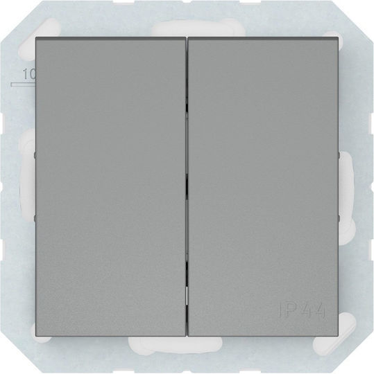 Comutator 2gang Gri Ip44 P510-020-04 Qr