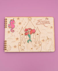 Handmade Mermaid Guest Book Made of Wood