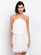 Summer Mini Evening Dress with Ruffles White