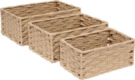 5Five Storage Basket Plastic Beige 3pcs