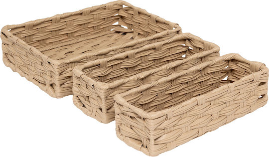 5Five Coș de Depozitare Plastic Bej 3buc