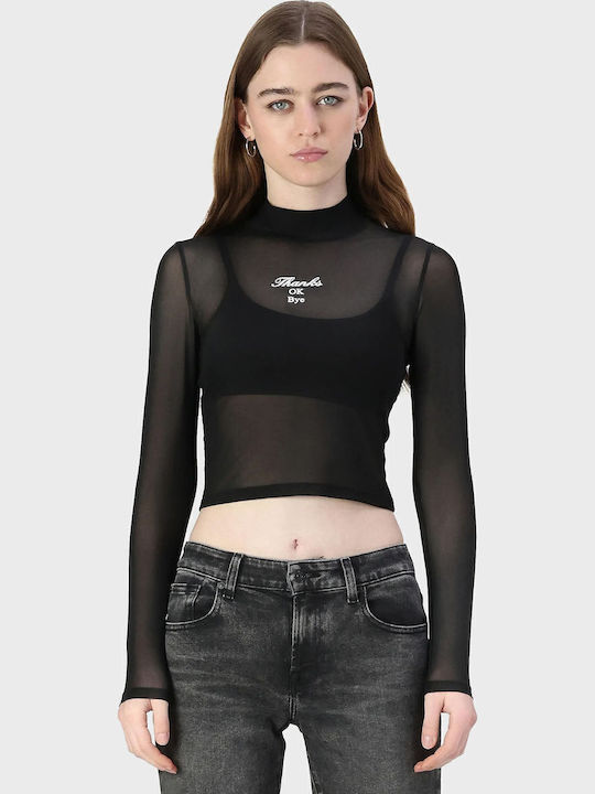 Women's Blouse with Sheerness Black