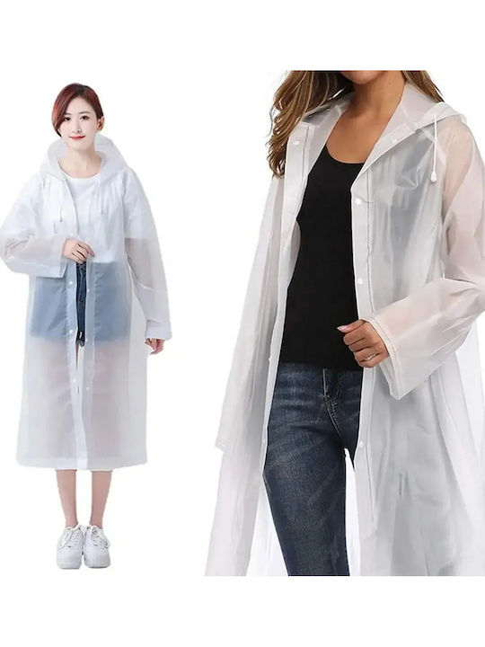 Waterproof Poncho with Drawstring Hood Eva White One Size 68x120 Cm Aria Trade
