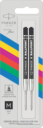 Parker Quinkflow Basic Ballpoint 2 Ανταλλακτικά Μελάνια x 12 συσκευασίες για Στυλό Medium Μαύρα