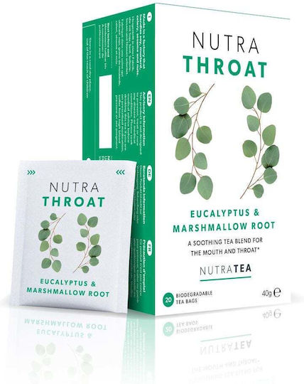 Nutra Tea Throat Eucalyptus & Marshmallow Root Λαιμό Θεραπευτικό Αφέψημα 40gr 20 Φακελίσκοι