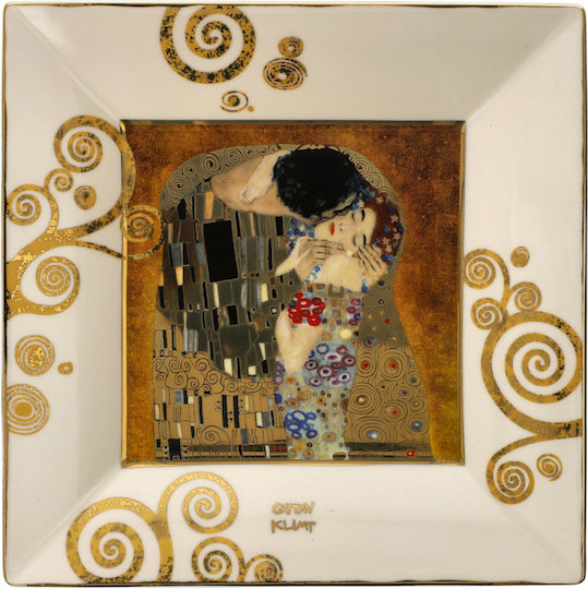 Gustav Klimt Quadratplatte Kuss 16x16 Porzellan