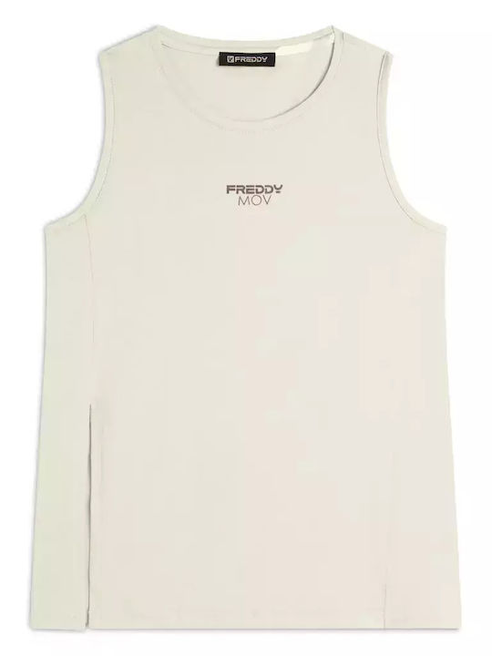 Freddy Damen Bluse Ärmellos Weiß