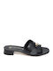 Leder Flache Sandalen für Damen in Schwarz Farbe