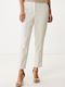 Damen Stoffhose in Verjüngt Bein Stil Off White, Εκρου