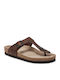 Leather Women's Flat Sandals Brown