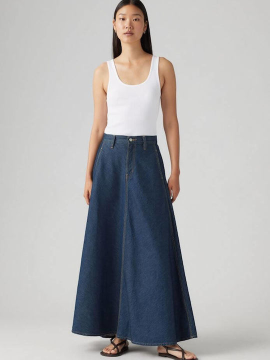 Denim Maxi Fustă Dark Blue