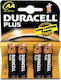 Duracell Plus Αλκαλικές Μπαταρίες AA 1.5V 4τμχ