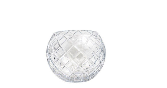 Декоративна купа прозрачна духана кристал Φ15.5см карирана Rowan Crystal Bo101528 Ebb&flow Bo101528 прозрачна