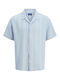 Kurzärmeliges Herrenhemd in Breite Linie Cashmere Blau