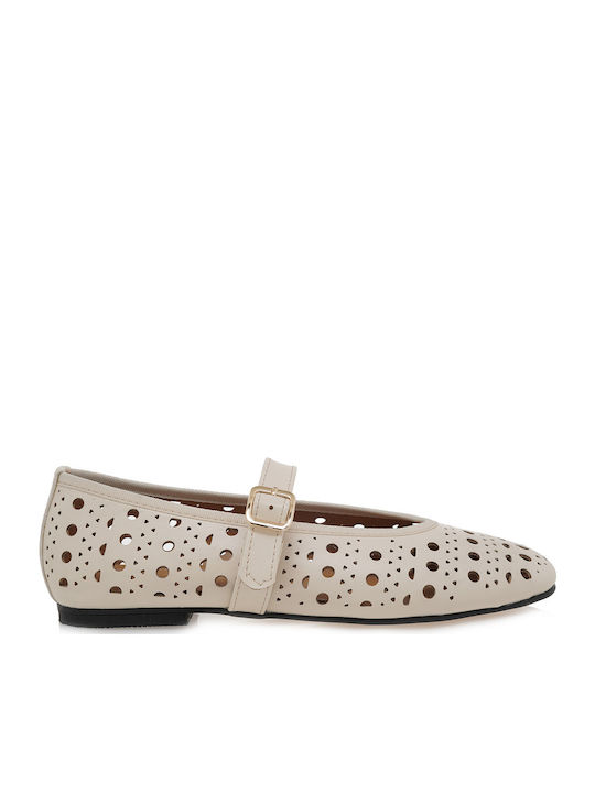 Moi Athens Synthetic Leather Ballerinas White