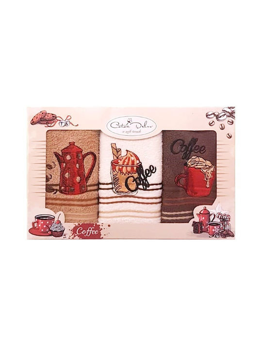 Coton Delux Prosop din 100% Bumbac în Culoarea Maro 30x50cm 3buc