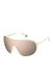 Polaroid Unisex Sunglasses with White Plastic Frame and Pink Mirror Lens