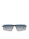 Noa Unisex Sunglasses with Gray Metal Frame and Blue Gradient Mirror Lens