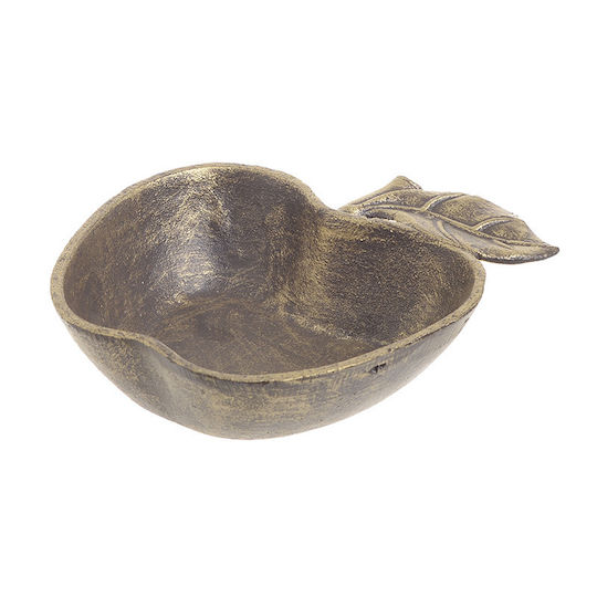 Antique Gold Metal Apple Bowl 14x16x4