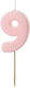 Number 9 Candle Pink