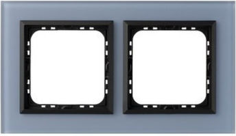 Sonata Switch Frame Double Blue Frosted Glass R-2rgc 80 33