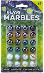 Set 24 bile de sticlă multicolore 16 mm