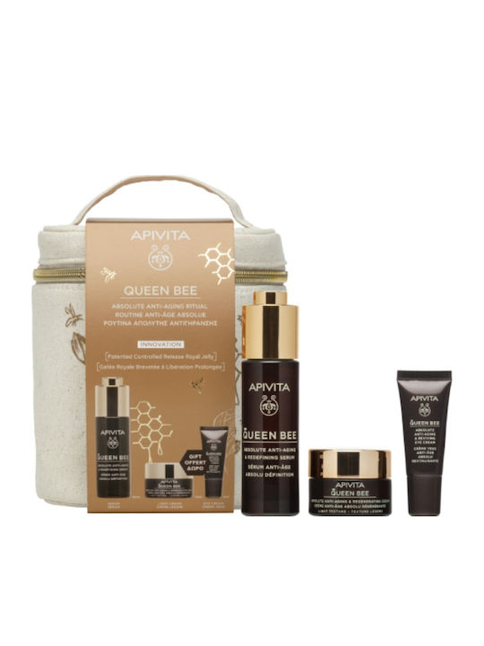 Apivita Queen Bee Skin Care Set for Αnti-ageing, Moisturizing & Brightening 4pcs