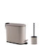 Eurocasa Metallic Toilet Brush and Basket Set Soft Close 5lt Beige