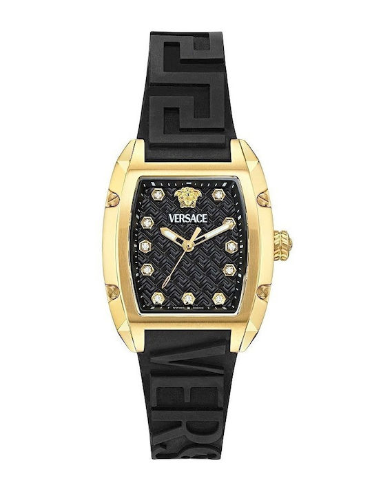 Versace Lady Women's Watch with Black Rubber Strap