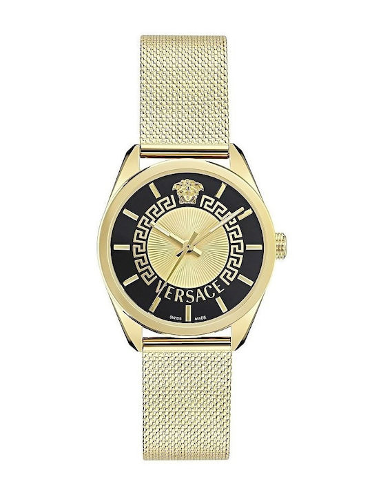 Versace V-circle Lady Γυναικείο Ρολόι 36mm Μπαταρίας με Χρυσό Μεταλλικό Μπρασελέ